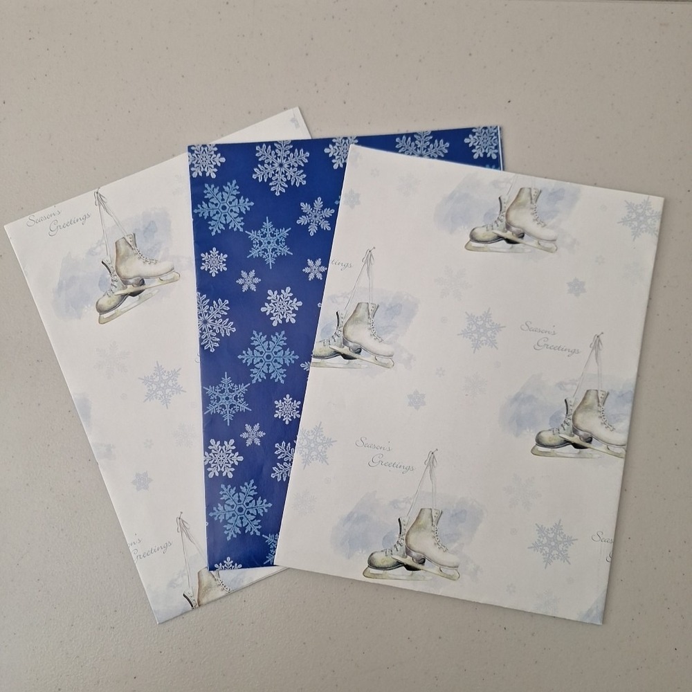 Vintage Christmas Wrapping Paper 1990s USA Olympics Holiday Ice Skater Snowflake - Picture 3 of 12